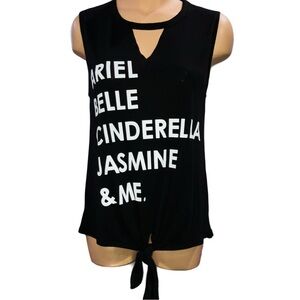 Disney Princess Ariel Belle Cinderella Jasmine & ME Black V-Neck Tank Top Sz M